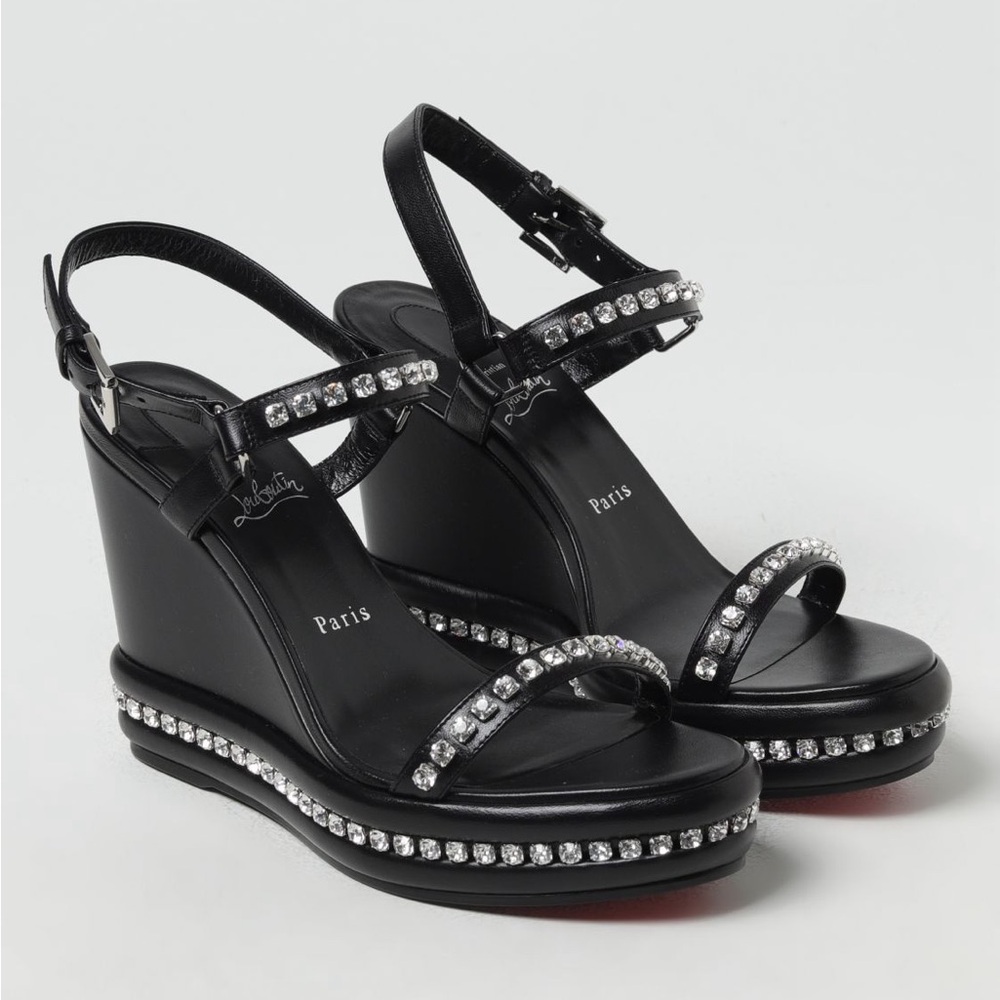 Christian Louboutin Pyrastrass 110mm leather wedge sandal with crystals size 41